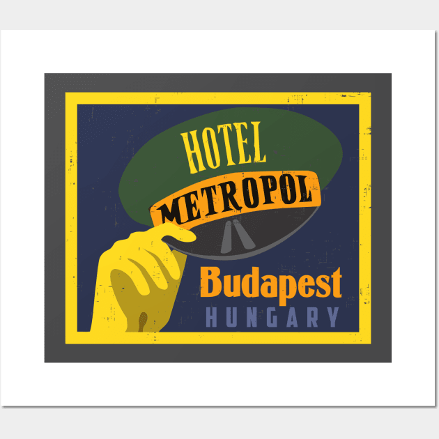 Vintage hotel luggage stamp tourist travel Budapest Hungary Wall Art by BigMRanch